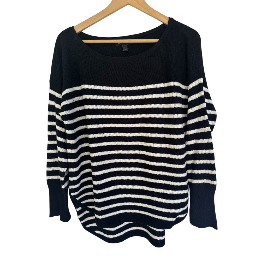 Banana Republic Wool Blend Nautical Black and White Striped Sweater/Size